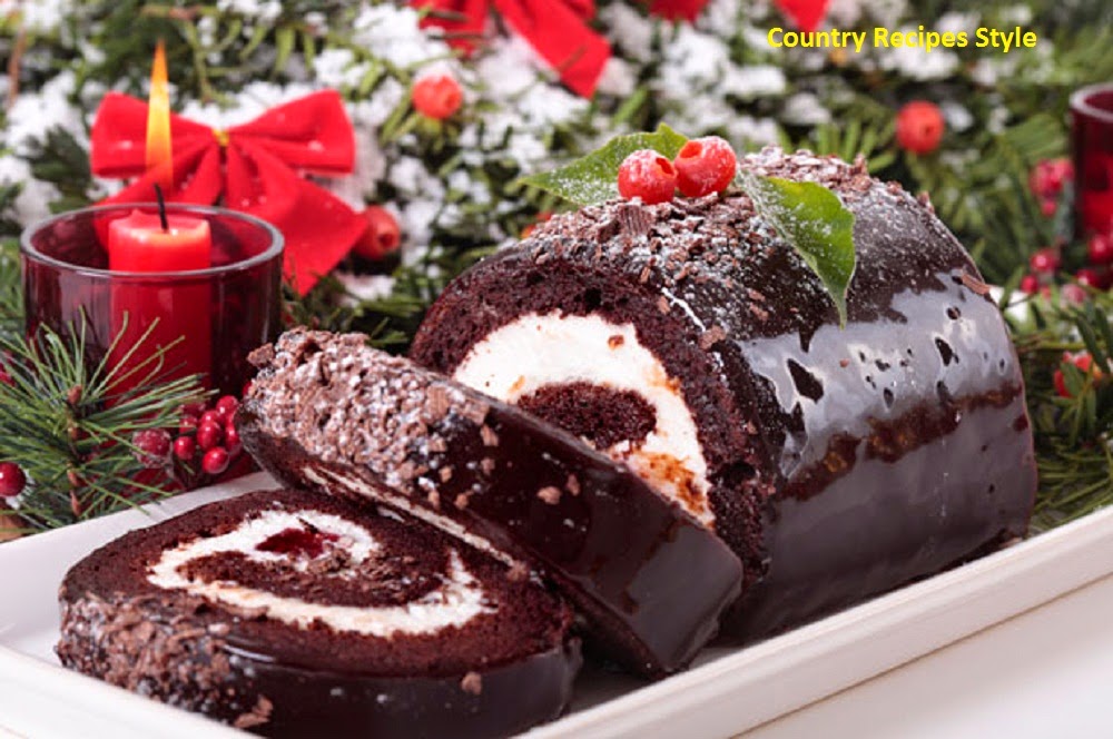 Fast and Easy Christmas Yule Log Cake - Country Recipes Style ~ Country Recipes