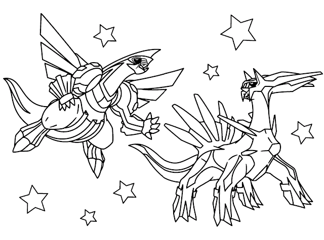 Dialga and Palkia Legendary Pokemon Coloring Pages