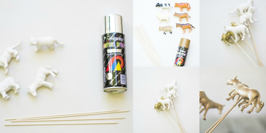 Palitos con animalitos de plástico diy