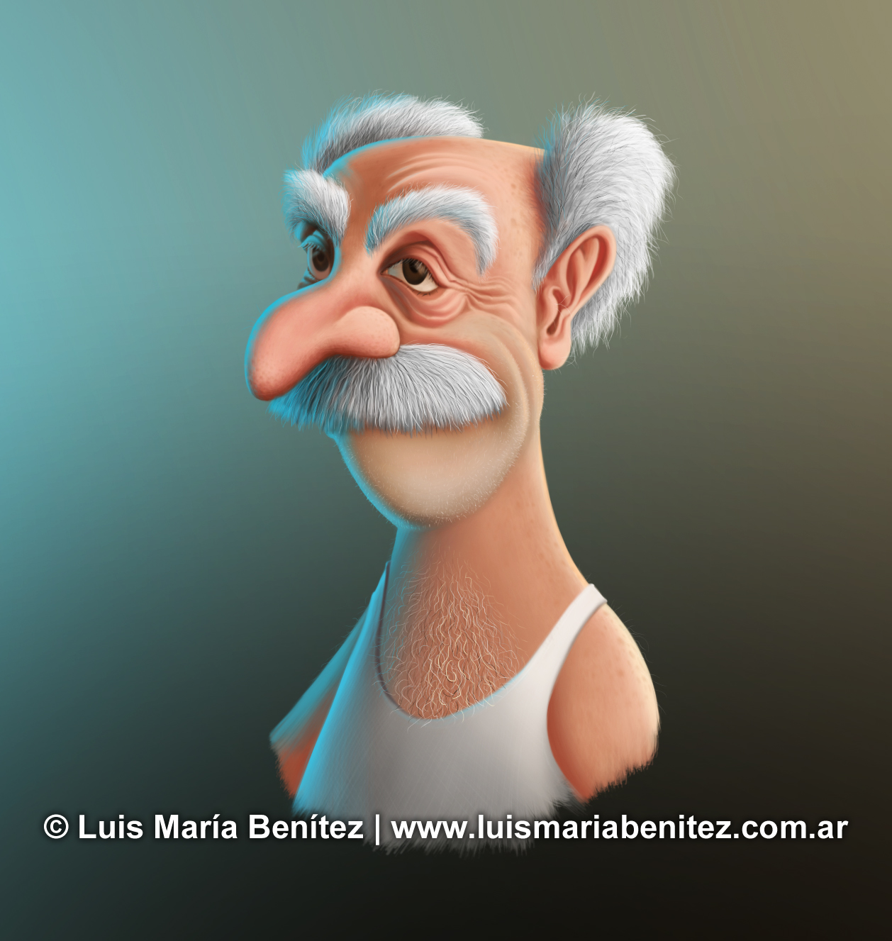 Old man illustration / Ilustración de un viejo © Luis María Benítez