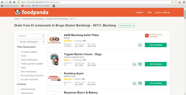 Daftar Restaurants di Foodpanda