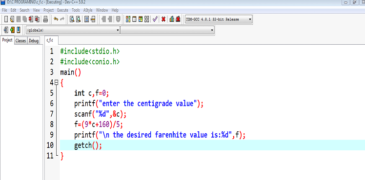 Write a Program to Convert Centigrade Temperatures to Fahrenheit