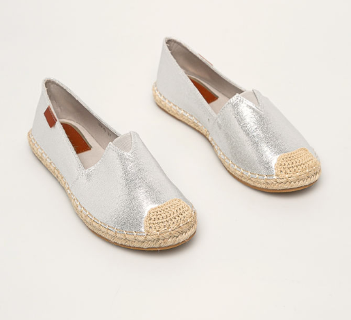 Espadrile dama moderne argintii ieftine la moda