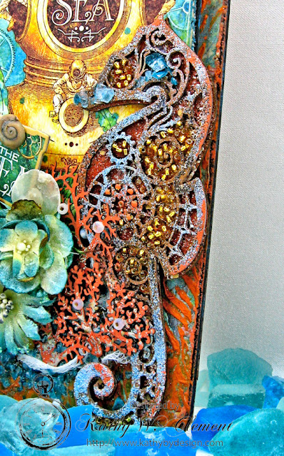 Steampunk Seahorse Tutorial by Kathy Clement, Product by Gypsy Soul Laser Cuts and Graphic 45 Voyage Beneath the Sea Photo 3