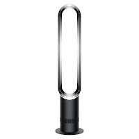 Dyson Air Multiplier AM07 Tower Fan, Black Nickel color, image, features, 60% quieter with improved air flow that uses 10% less energy than the AM02, with 10 fan speeds