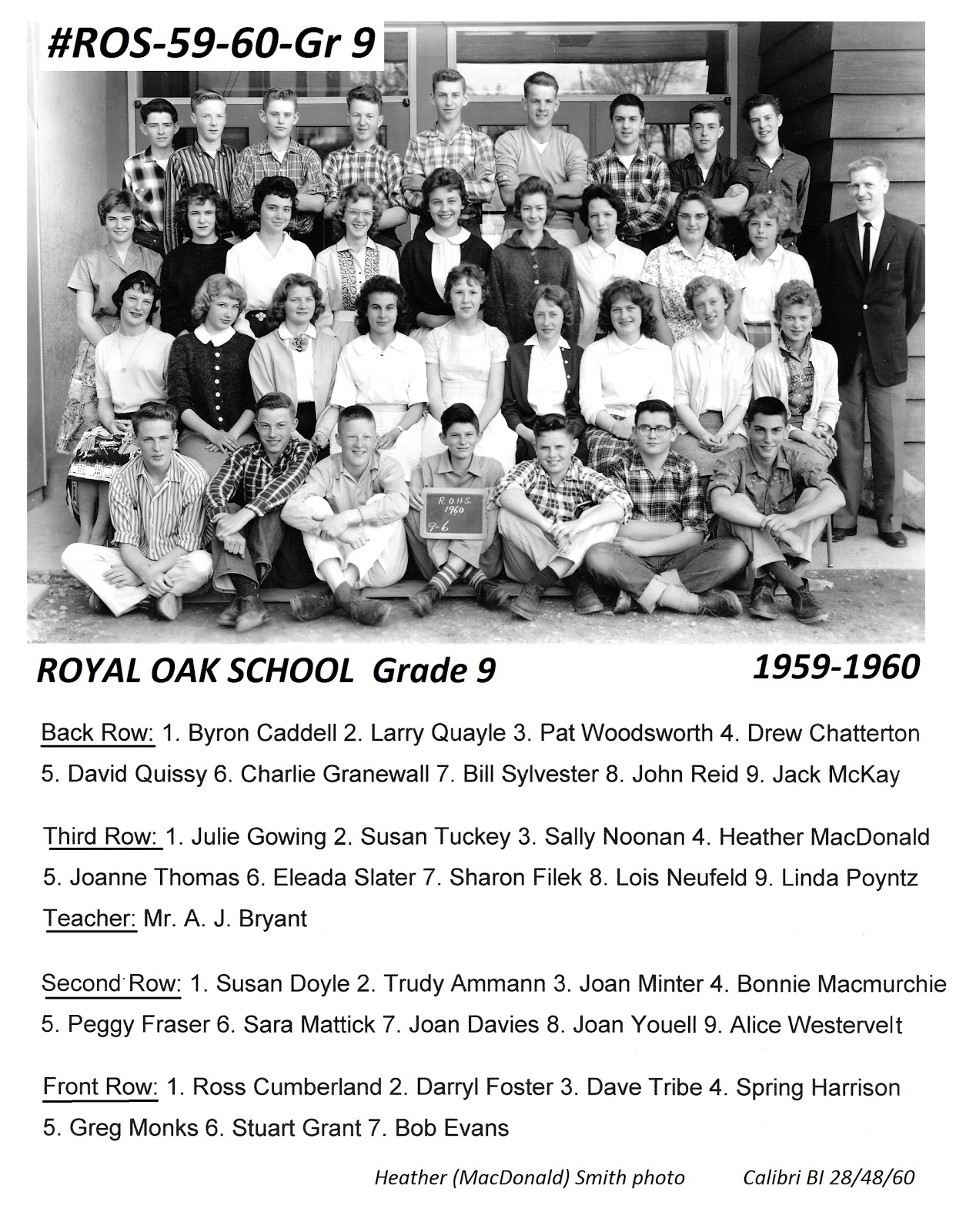 Royal Oak School Yard Class photos from the "1952" Royal Oak School.