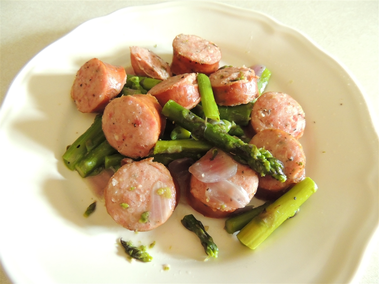 Wild Rice Brats and Asparagus