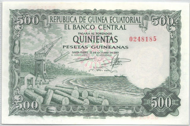 Guinea Equatoriale 500 Pesetas Guineanas 1969 P# 2