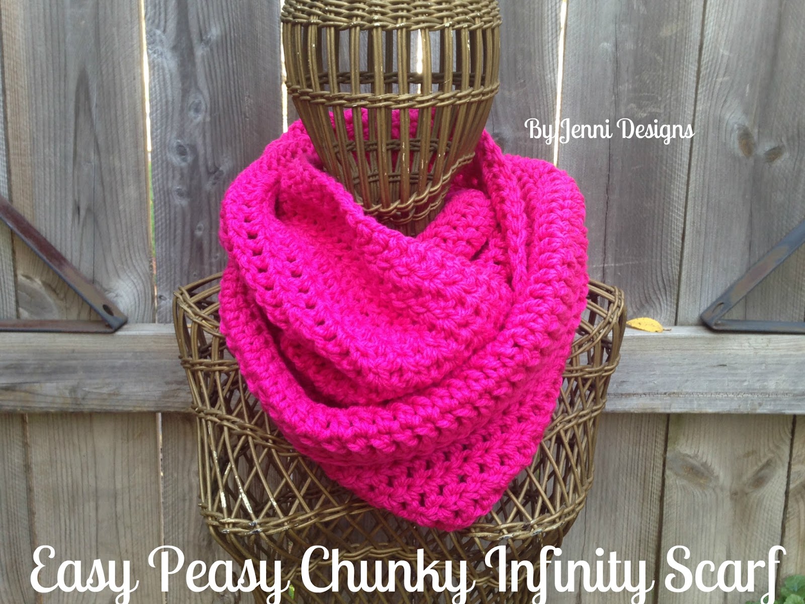 By Jenni Designs Free Crochet Pattern Easy Peasy Chunky Infinity Scarf