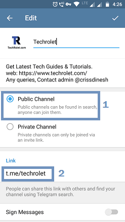 Telegram public channel