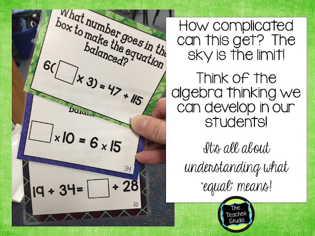 Math task cards for solving equations