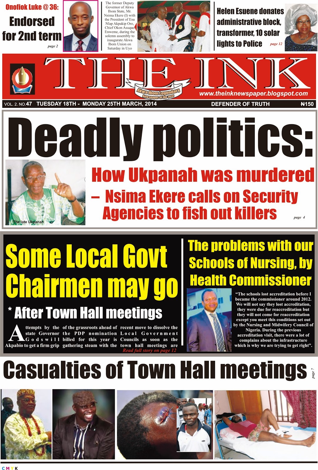 Latest Edition of THE INK NEWSPAPER, UYO to the Official Blog