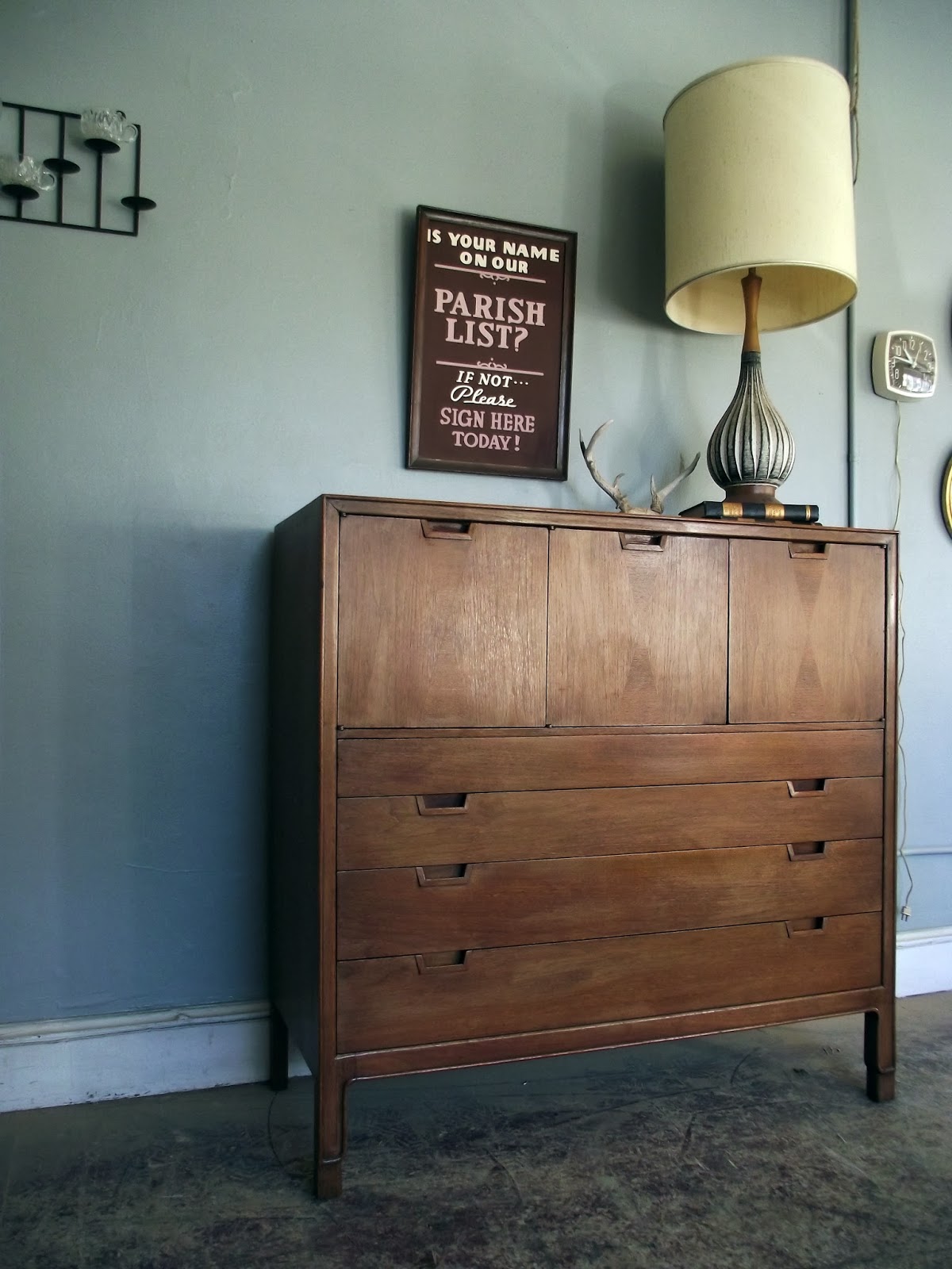 Vintage Ground Mid Century Highboy Gentleman's Chest of Drawers