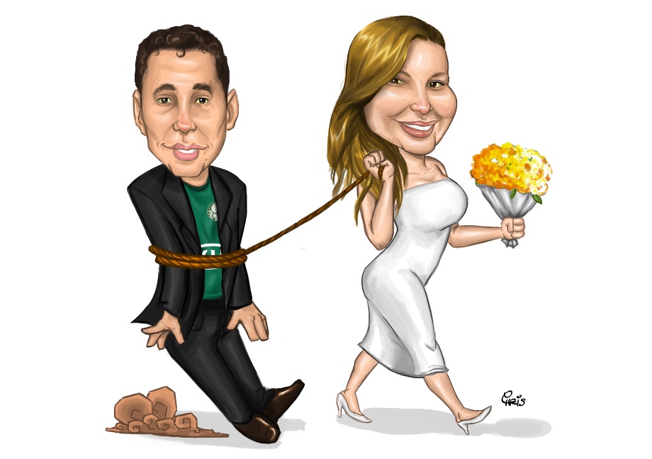 caricatura convite casamento