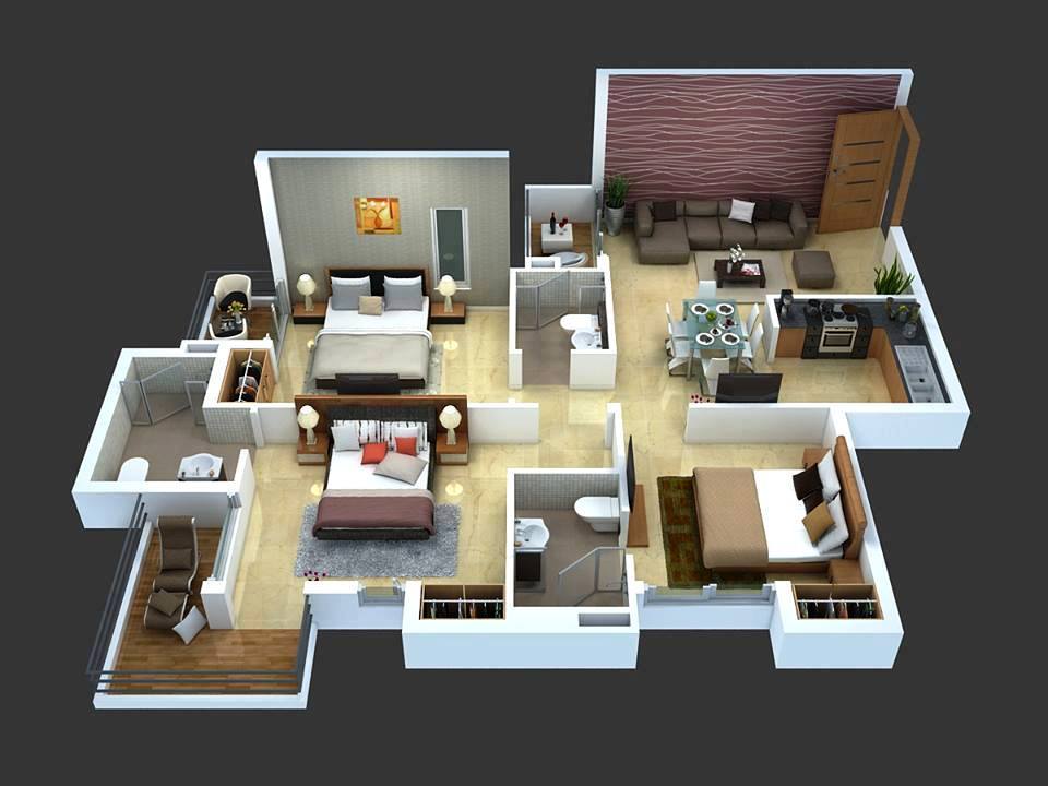 cozy 3d plans plan floor rent bedroom behance