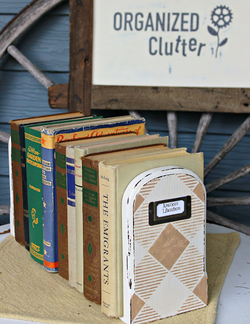Upcycled Wooden Thrift Shop Bookends www.organizedclutter.net