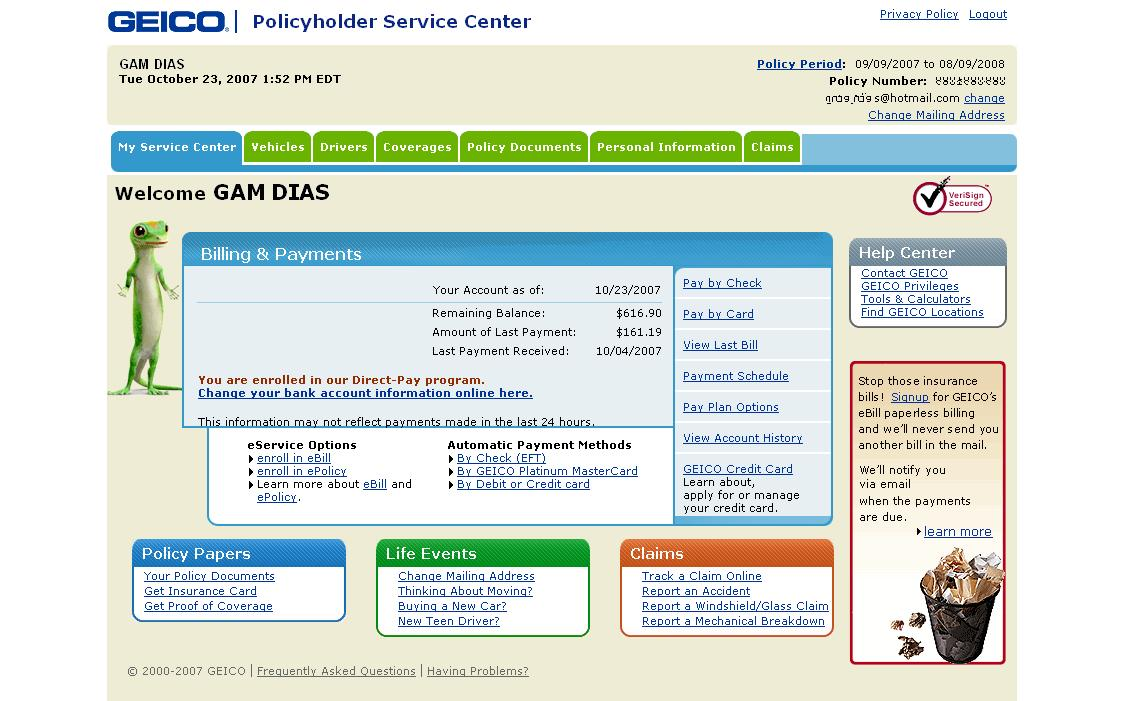 GEICO INSURANCE CUSTOMER LOGIN