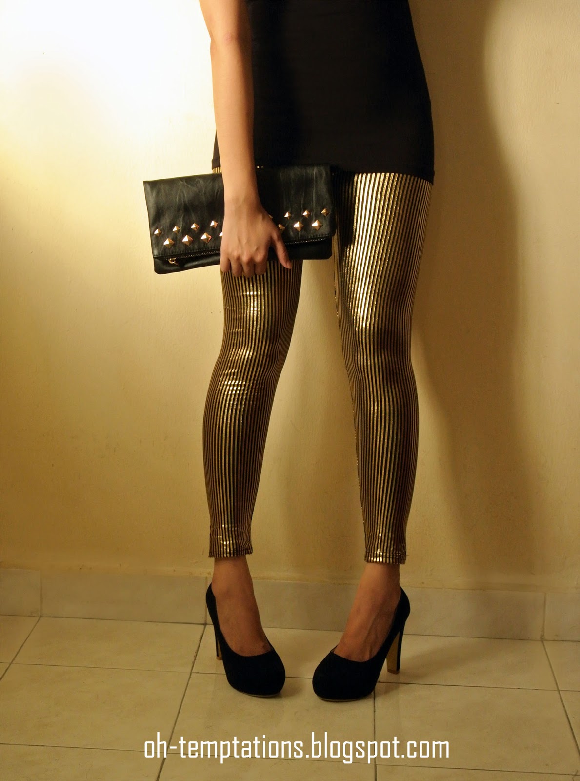 CL579 Gold & Silver Stripes Leggings (Ready Stock) Temptations