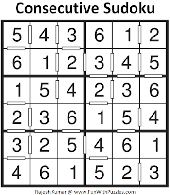 Answer of Consecutive Sudoku Puzzle (Mini Sudoku Series #117)