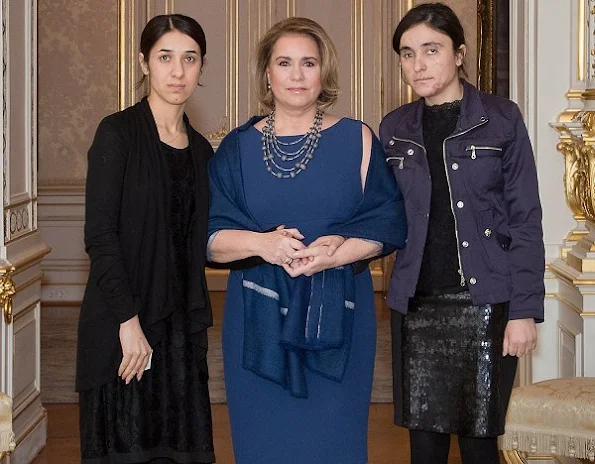 Nadia Murad Basee and Lamiya Aji Bashar who are Iraqi Yazidi human rights women activists at the Grand Ducal Palace
