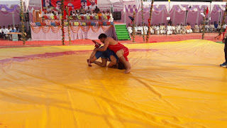  शेरवा गांव स्थित आझुराय इंटर कालेज परिसर में गुरुवार को आयोजित अखिल भारतीय कुश्ती दंगल प्रतियोगिता में विभिन्न क्षेत्रों से आये नामी-गिरामी पहलवानों ने अपने दांवपेंच के जरिये लोगों का खूब मनोरंजन किये। 