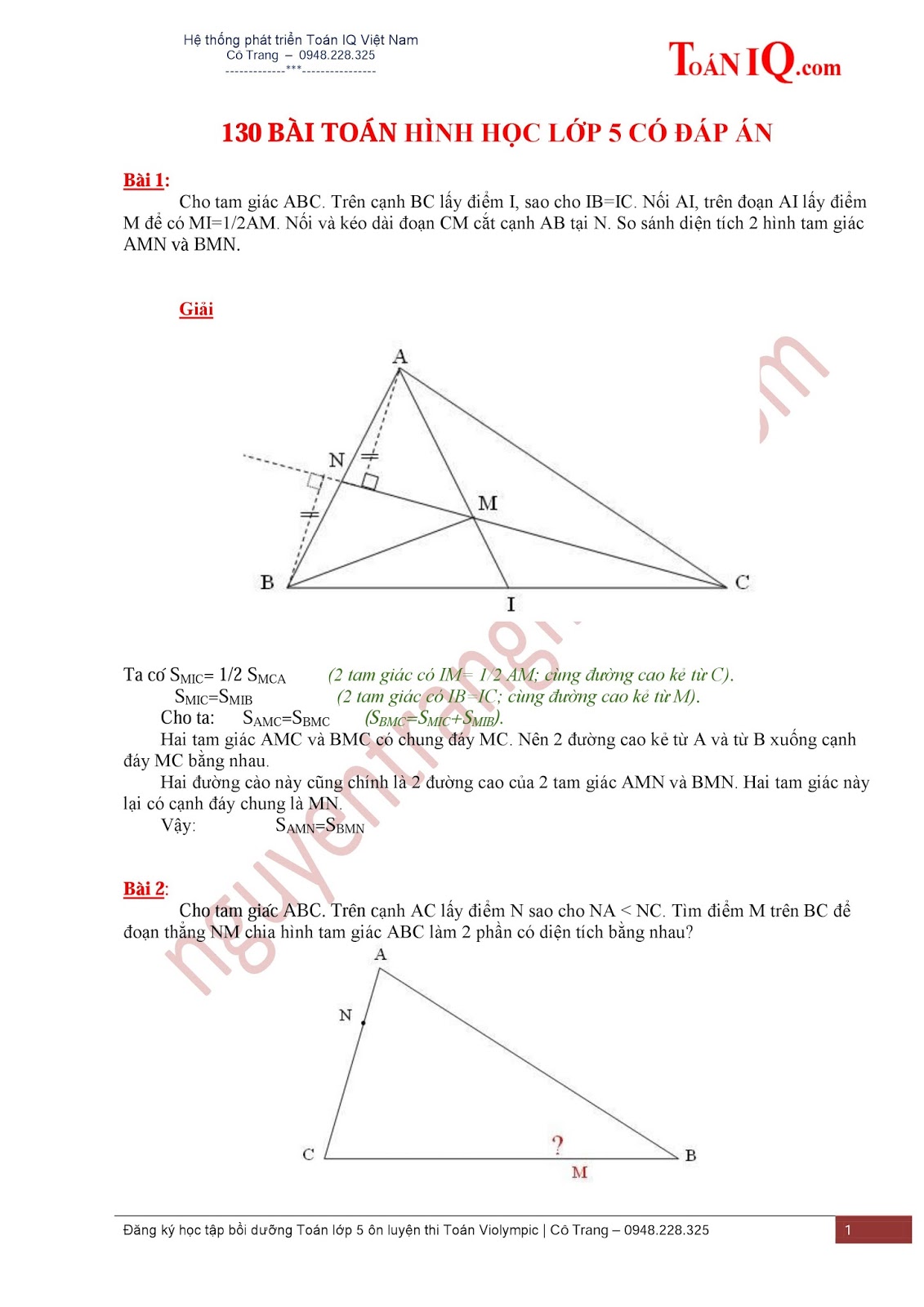 Giải toán lớp 5 Hình tam giác