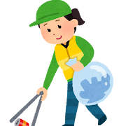 ゴミ拾いのボランティアのイラスト(女性)