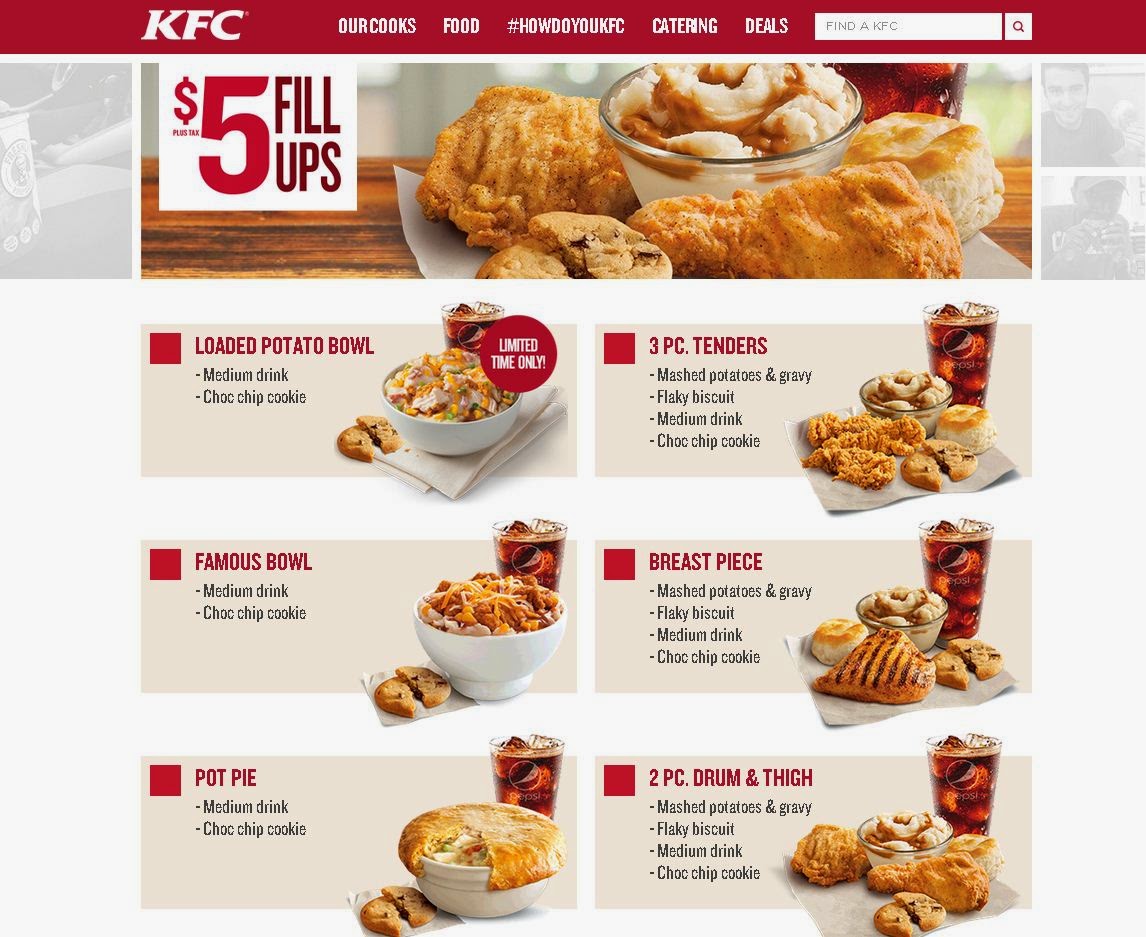 Kentucky fried chicken каталог. KFC меню.