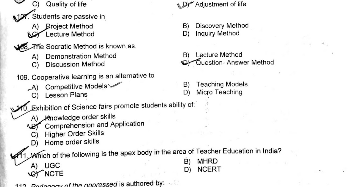 M.Ed. Question Paper CUCET 2019
