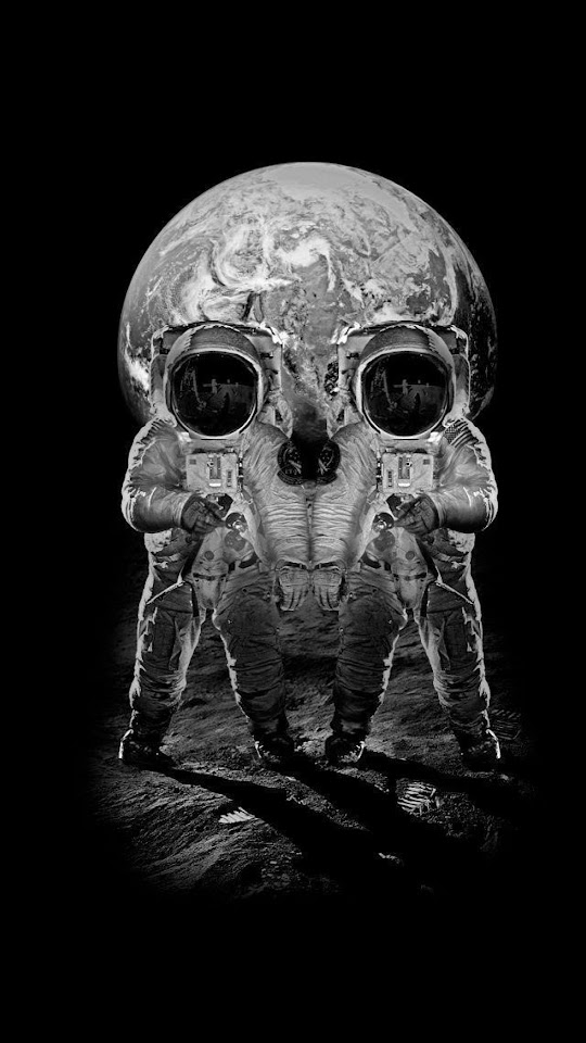 Astronauts Merge Skull Optical Illusion  Android Best Wallpaper