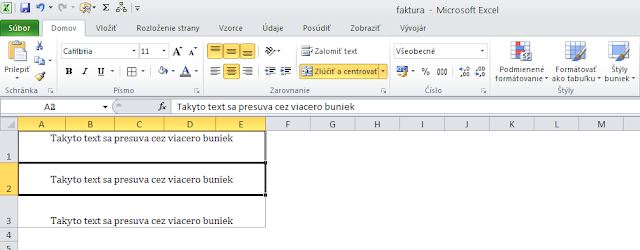 Excel blog: Zarovnanie textu - Príprava faktúry