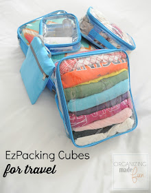 Packing cubes by EzPacking that can hold a LOT of clothes when traveling :: OrganizingMadeFun.com