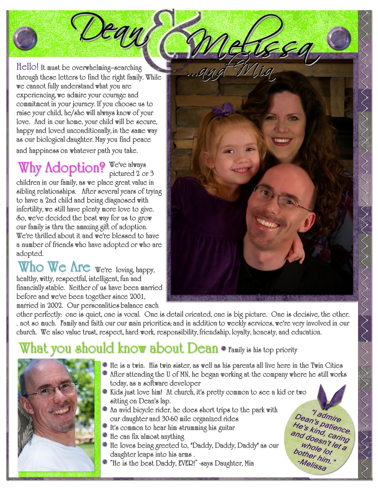 Dean Melissa Are Hoping To Adopt About Us Our Adoption Profile Dean Melissa Are Hoping To Adopt About Us Our Adoption Profile