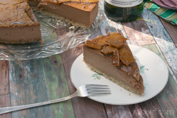 Chocolate Cheesecake with Whisky Toffee Shards for National Cheesecake Day