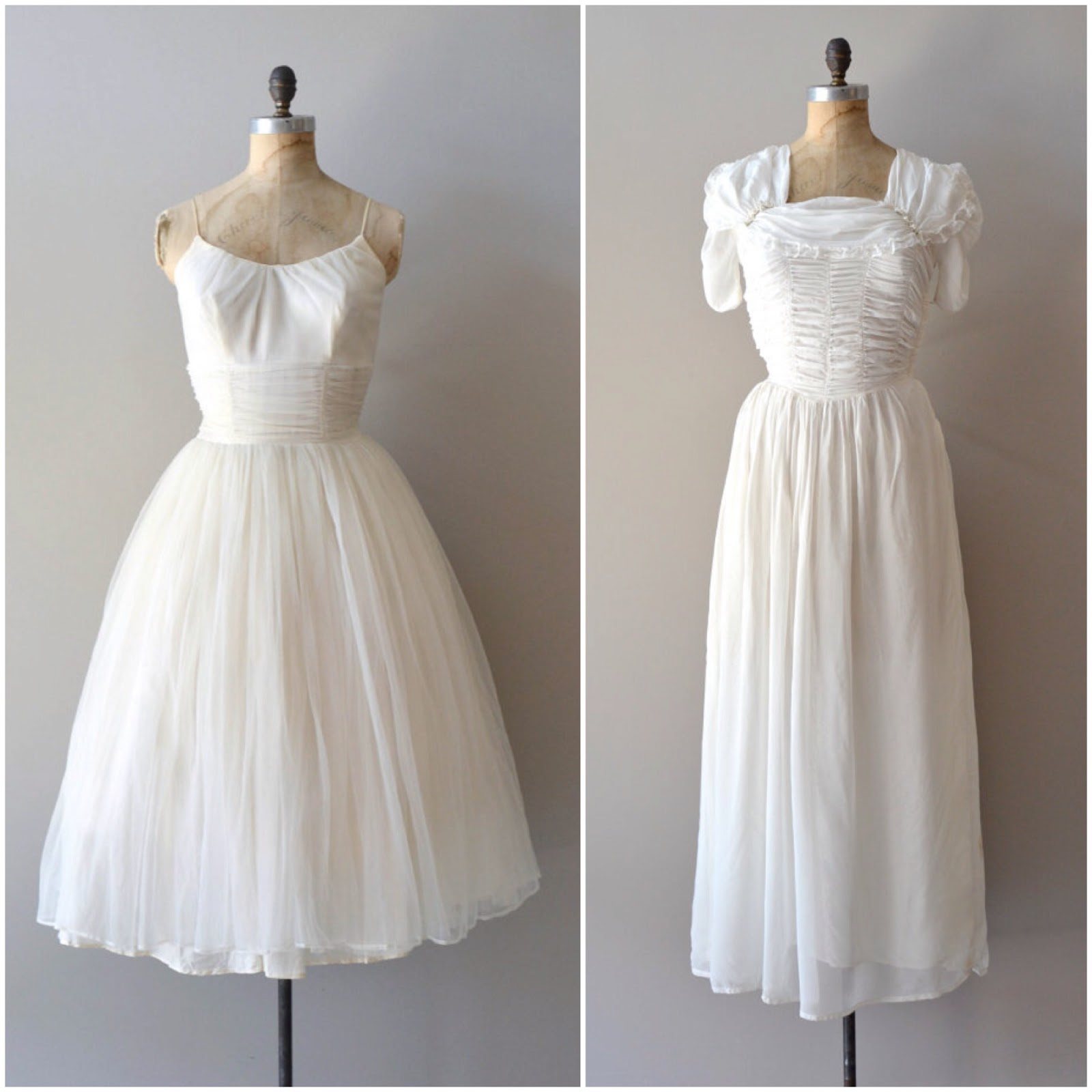 vintage 1950s chiffon wedding dress - How High the Moon dress