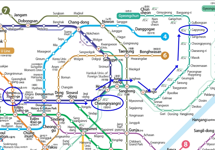 Карта метро сеула южная корея