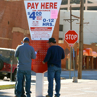 U.S. Parking lot pay box on San Antonio Street, El Paso TX