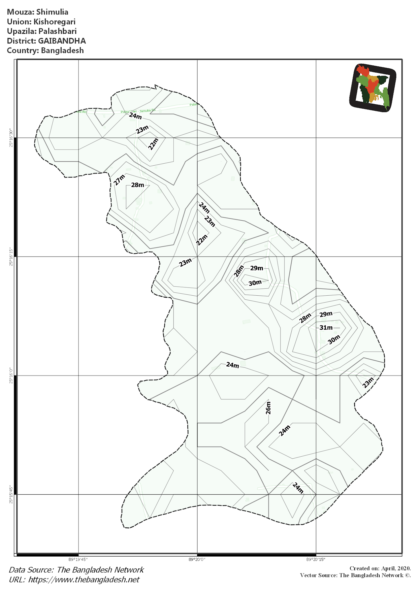 Map of Shimulia Mouza of Palashbari Upazila, GAIBANDHA Map of Shimulia Mouza of Palashbari Upazila, GAIBANDHA, Bangladesh.