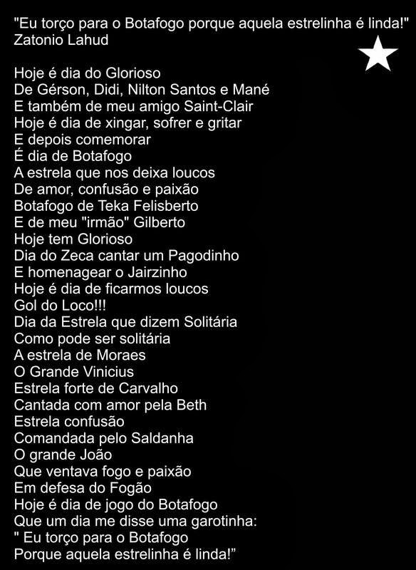 Um poema em homenagem ao Botafogo e seus torcedores