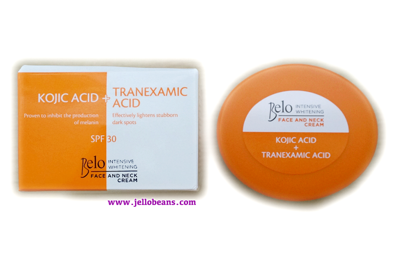 Belo Intensive Whitening Body Cream SPF 30 & Face and Neck Cream Review Jello Beans