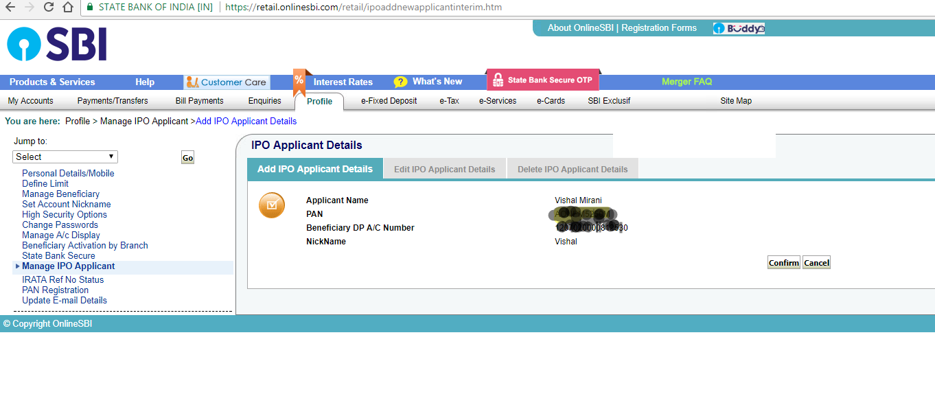 Online ipo application through asba
