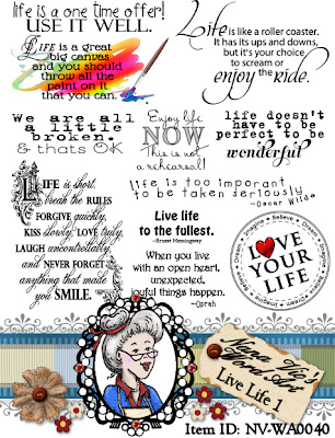 Live Life word art, sentiment, digital stamps
