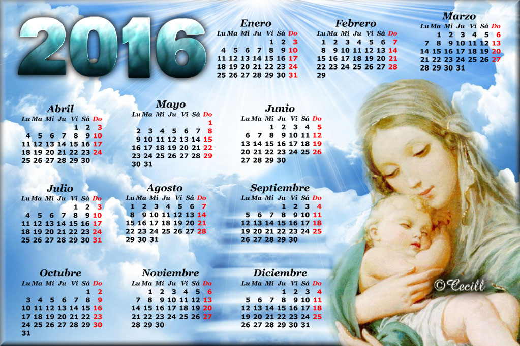 Vidas Santas Virgen María, Calendario 2016