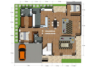 Lantai 2 Denah Rumah Mewah 5 kamar Tidur dilahan 17x15 