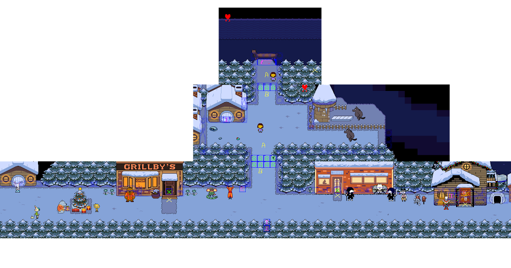 Reference/Inspiration: The town Snowdin, in the video game Undertale Basic ...