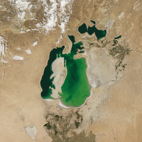 Le bassin oriental de la mer d'Aral est à sec