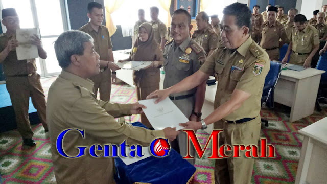 Pejabat Lama Kembali Kekesatuan TNI, Kasat Pol-PP Lamteng Diserahterimakan