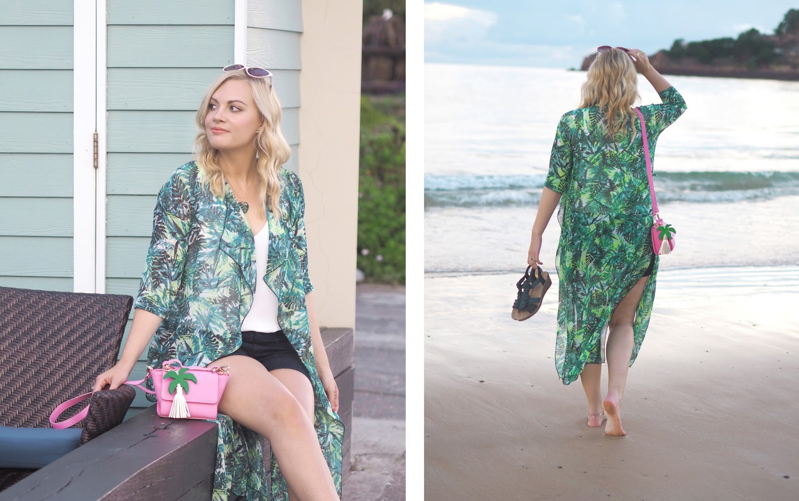 Palm Prints & The Most Perfect Beach, Katie Kirk Loves, UK Blogger, UK Fashion Blogger, Style Blogger, Style Influencer, Boohoo Style, St Brelades Bay, Jersey, Travel Blogger, Channel Islands, Outfit Post, Outfit Of The Day, Skinnydip London, Palm Print Fashion, And Mary Jewellery