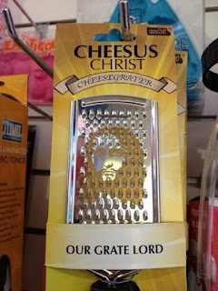 Cheesus Christ cheese grater. Our grate Lord funny religious pun picture