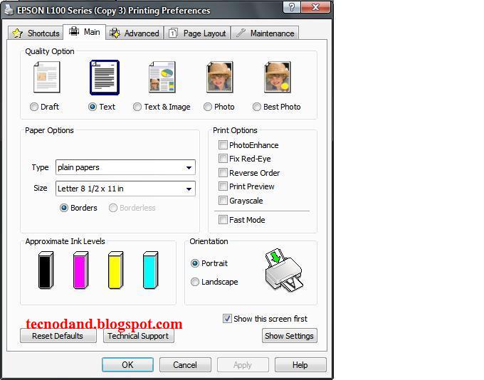 Master printer epson l110